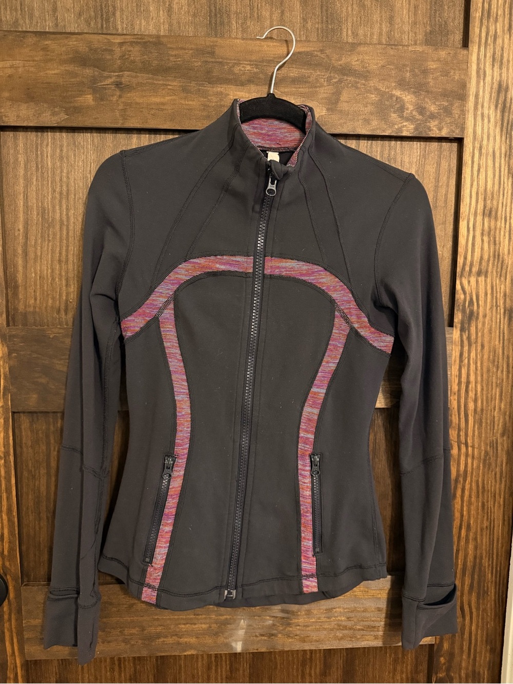 lululemon athletica Black Zip-Up Jacket with Pink-Multicolor Trim